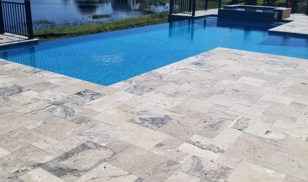 Pool deck pavers finished