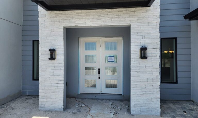 Stone veener job completed for home wall.