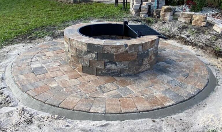 Paver Stone veneer job completed in patio and fire palce